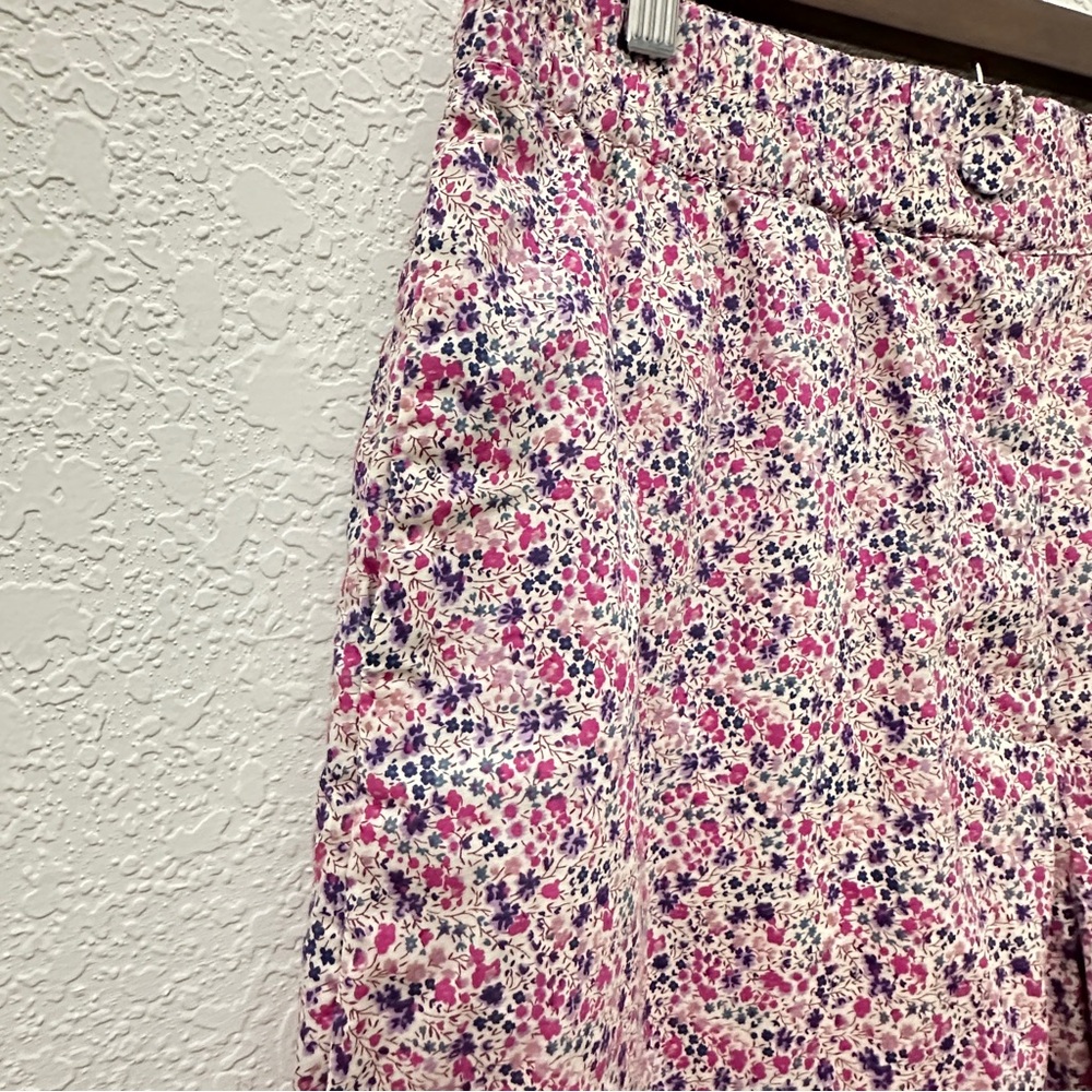 J. Crew Women's Liberty Floral Pink Cotton Elastic Waist Crop Pants Size 12 - Picture 3 of 14